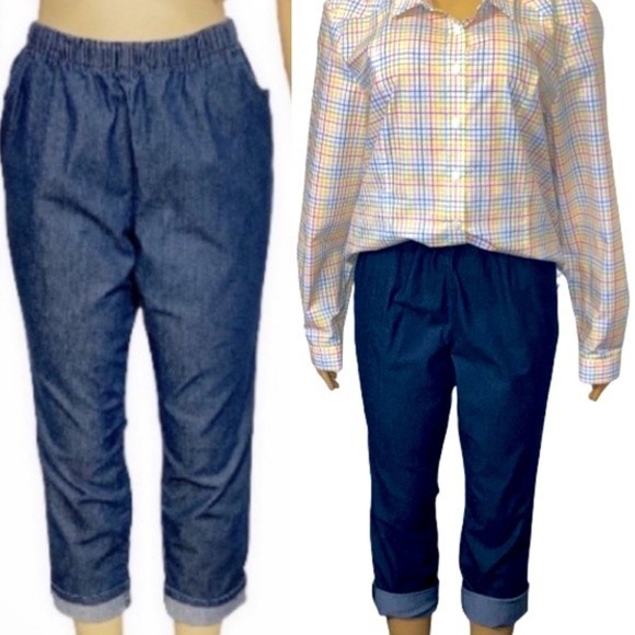 Chic Jean’s 90s relaxed mom Jeans elastic waist size 16P - Picture 2 of 13